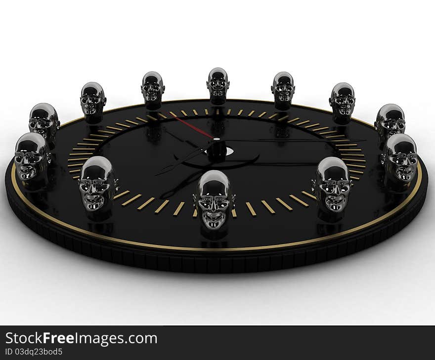 Watches As A Black Dial With Metallic Heads