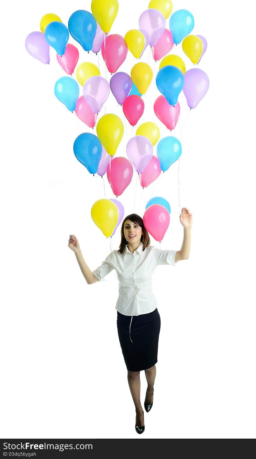 An image of a young woman with balloons