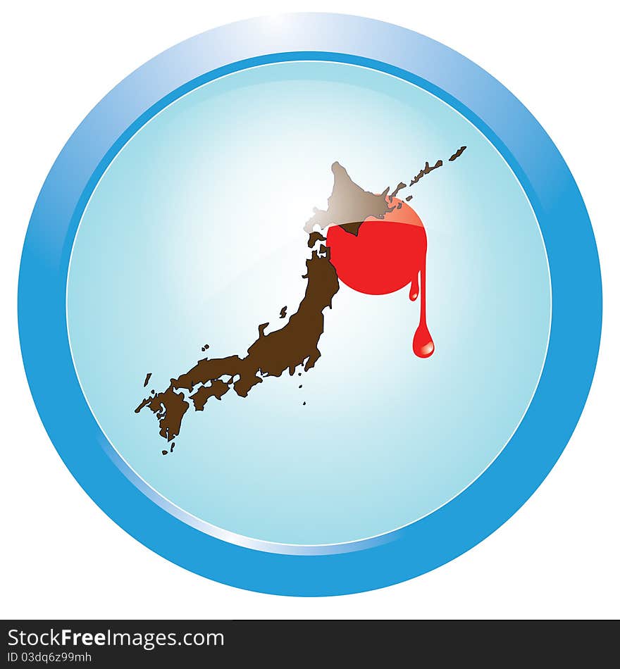 Bleeding Japan map in badge