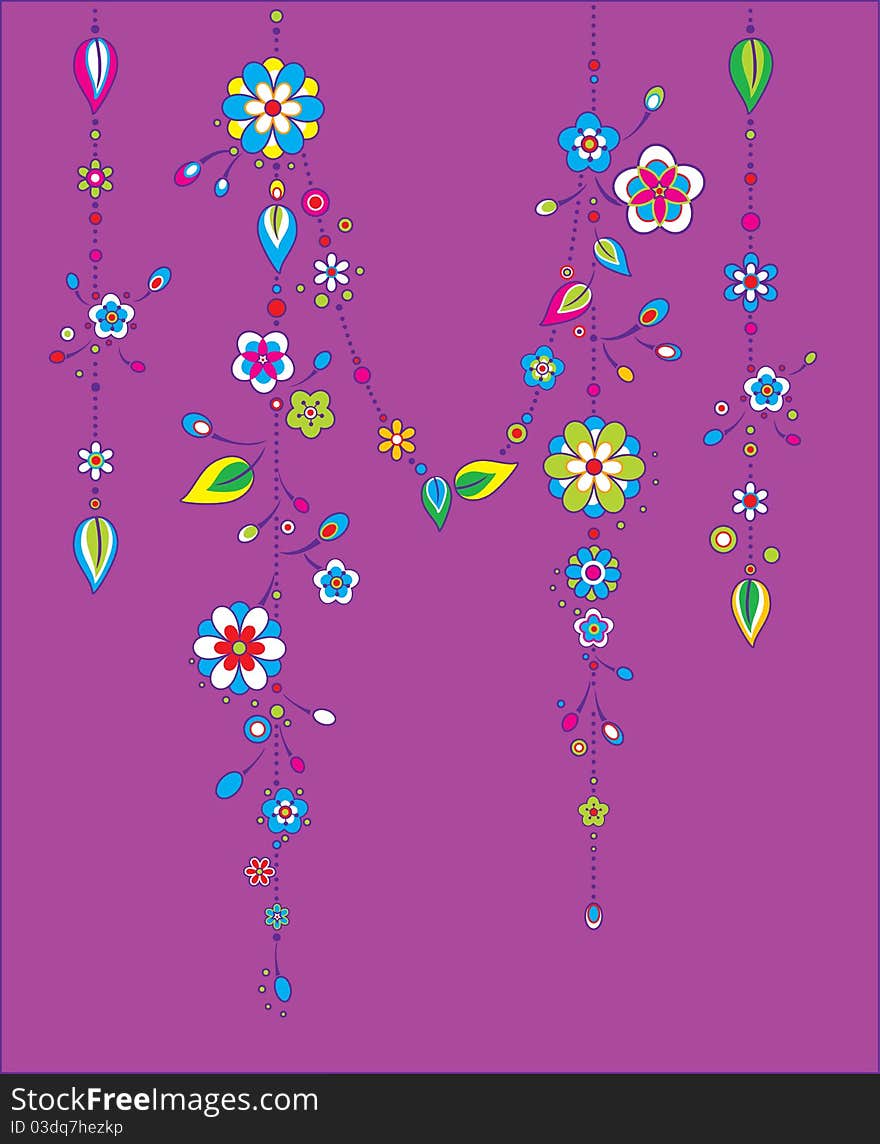 Vector Illustration of Decorative Wind Chimes with floral ornament design