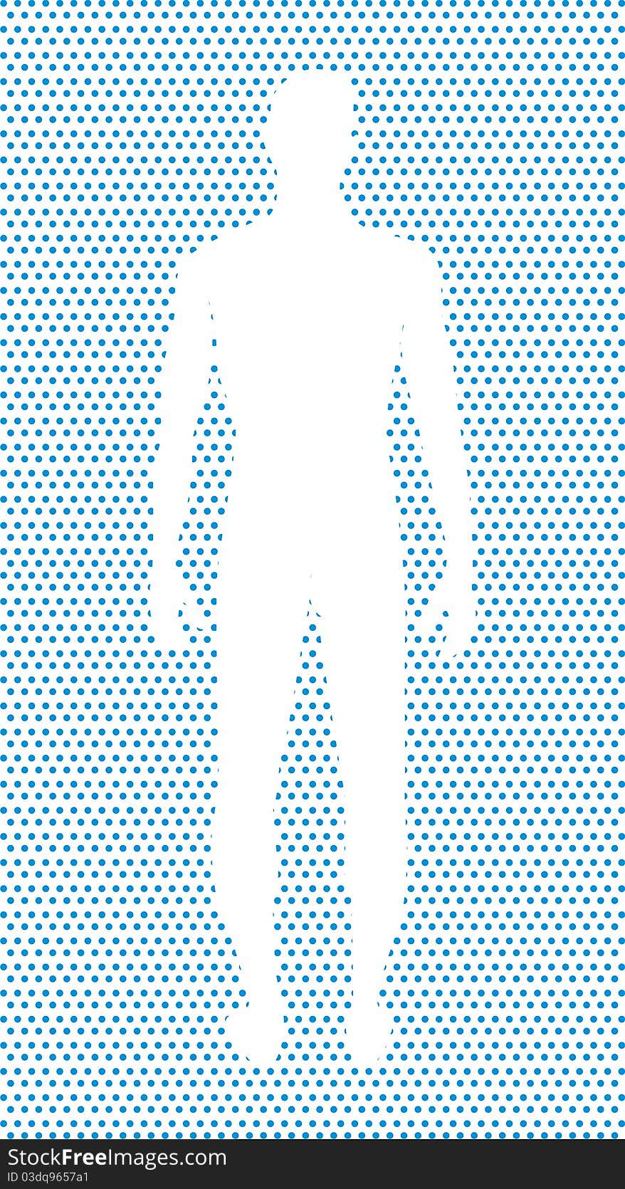 White silhouette of a man in the blue points. White silhouette of a man in the blue points