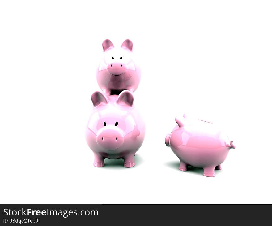 Piggy banks isolated on white background