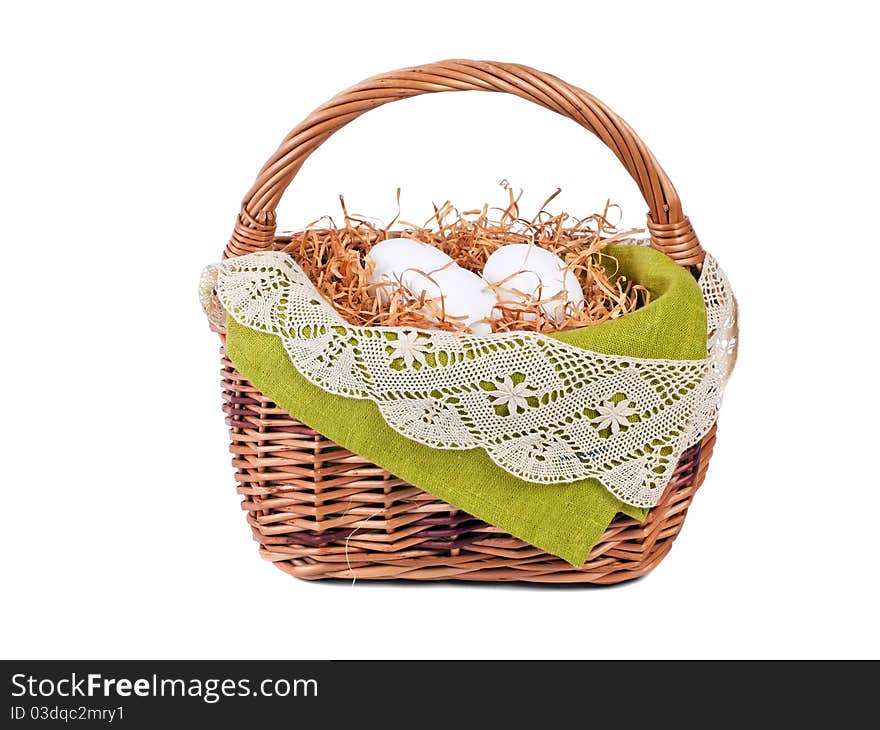 Decorated Easter basket with eggs