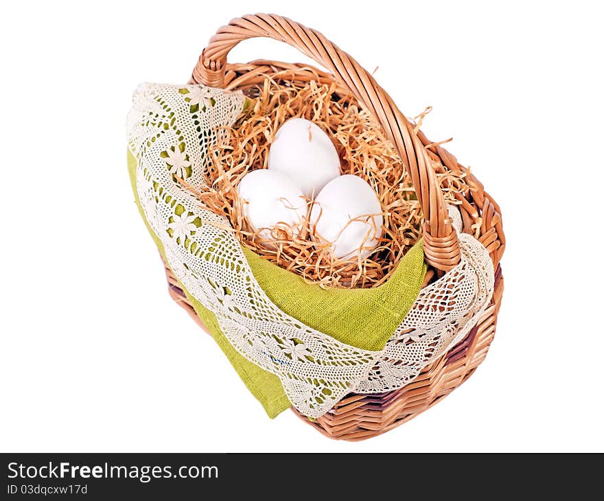 Decorated Easter basket with eggs