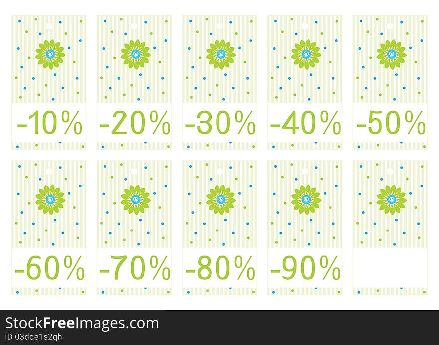 Green cute sales stickers with discounts. Green cute sales stickers with discounts