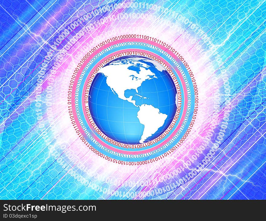 Background of world connection with lighting and light around earth globe. Background of world connection with lighting and light around earth globe.