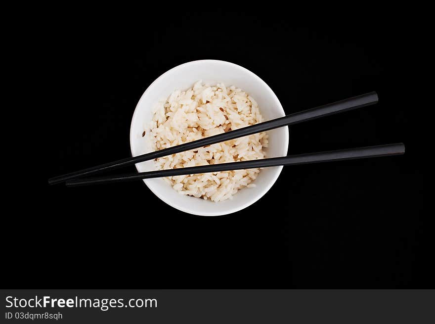 Bowl Of Rice With Chopsticks