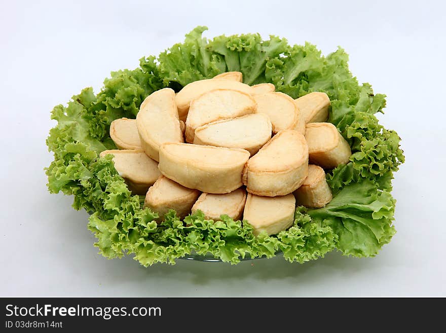 Seafood tofu with white background