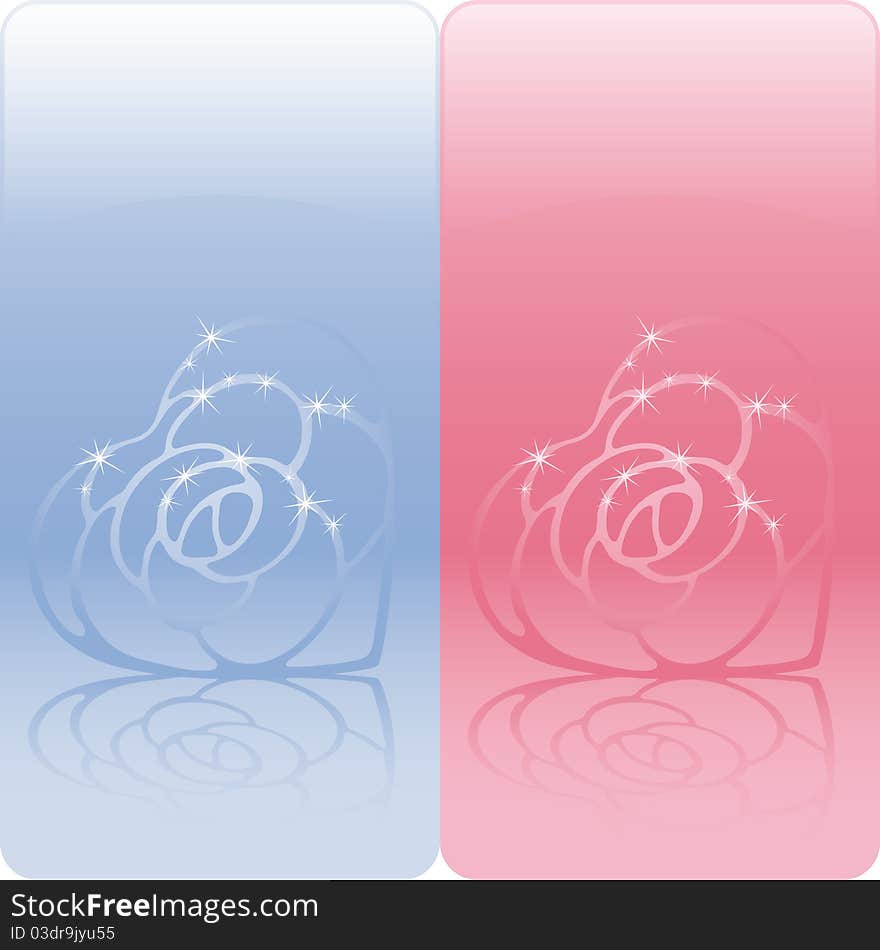 Banners with heart shaped roses. Vector illustration.