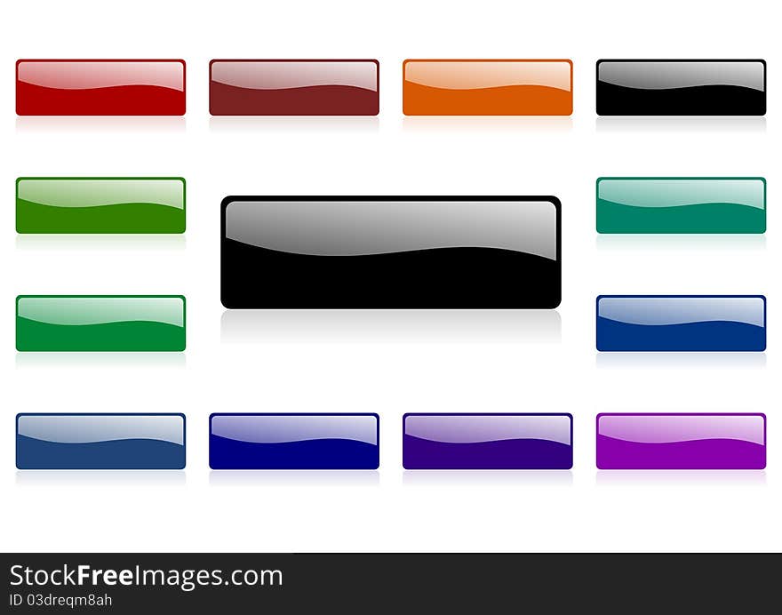 Colored buttons set isolated over white