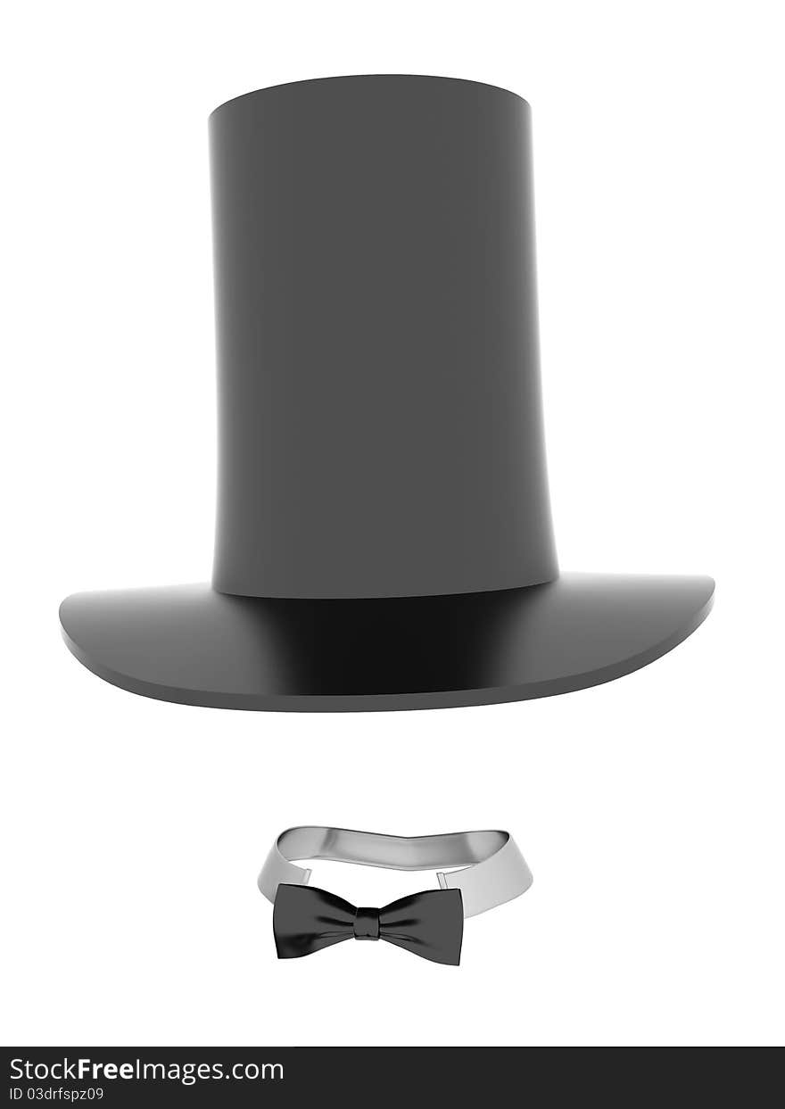 Black magician hat. Isolated On white background