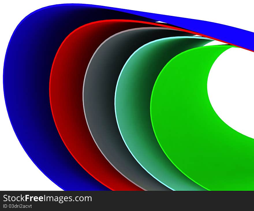 Multi colored curves isolated on the white