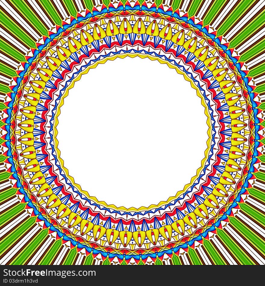 Colorful round fantasy pattern with room in centre. Colorful round fantasy pattern with room in centre