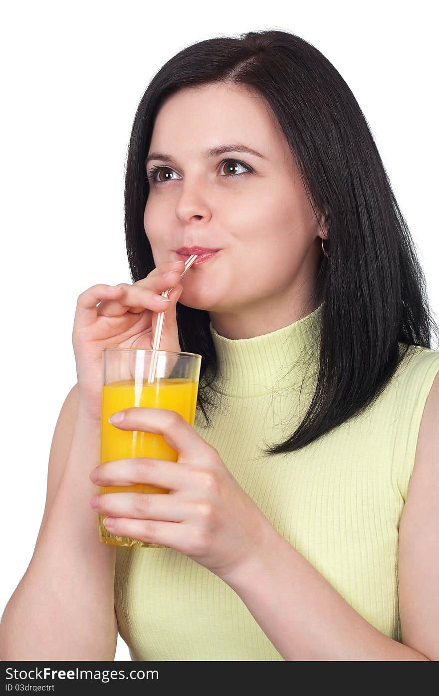 Woman With A Glass Of Oranges Juice