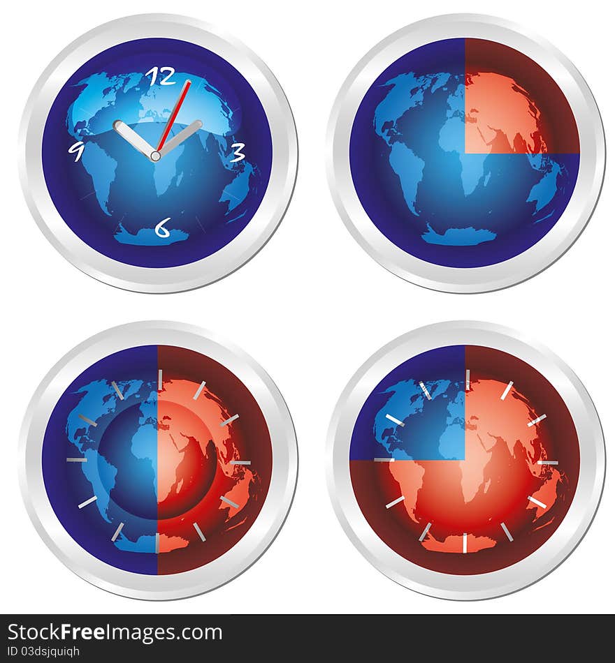 World Time. Set Of Four Clock.