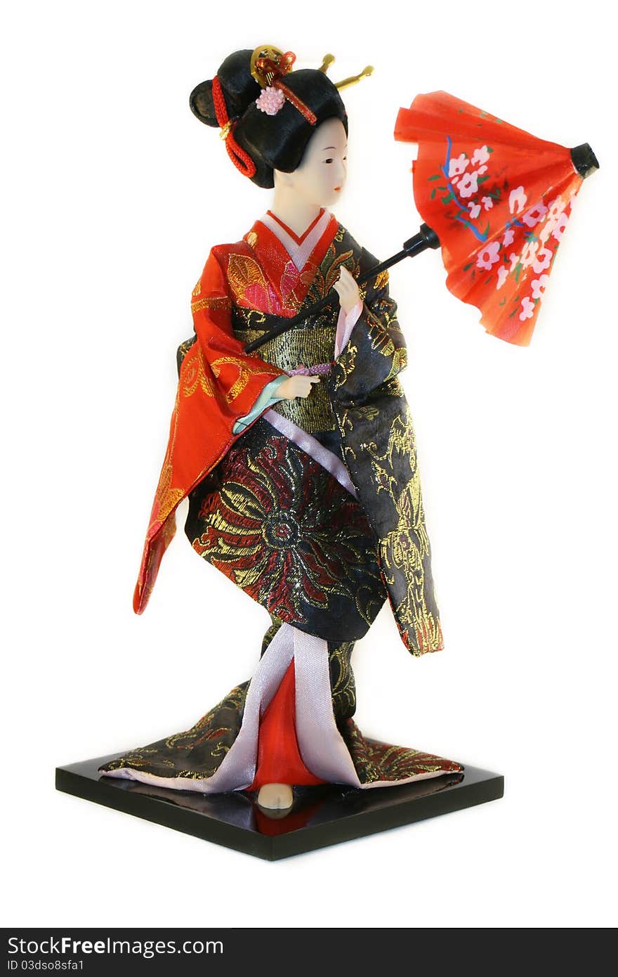 Japenese geisha over white background