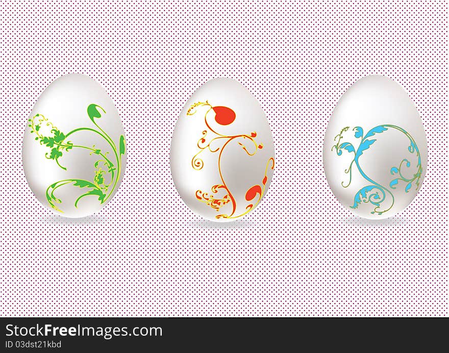 White eggs with different florets. White eggs with different florets