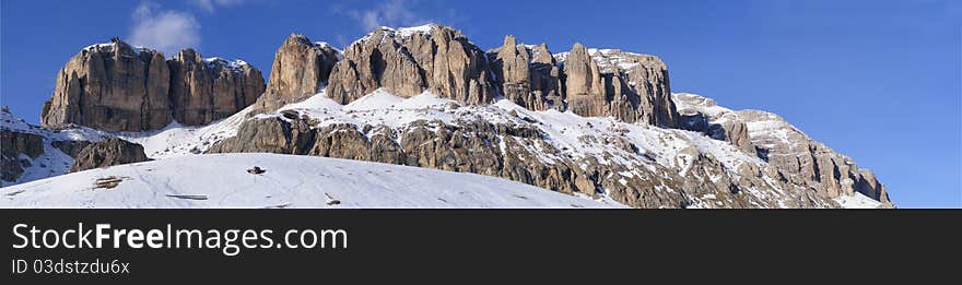 Panorama of Dolomites in winter. Panorama of Dolomites in winter