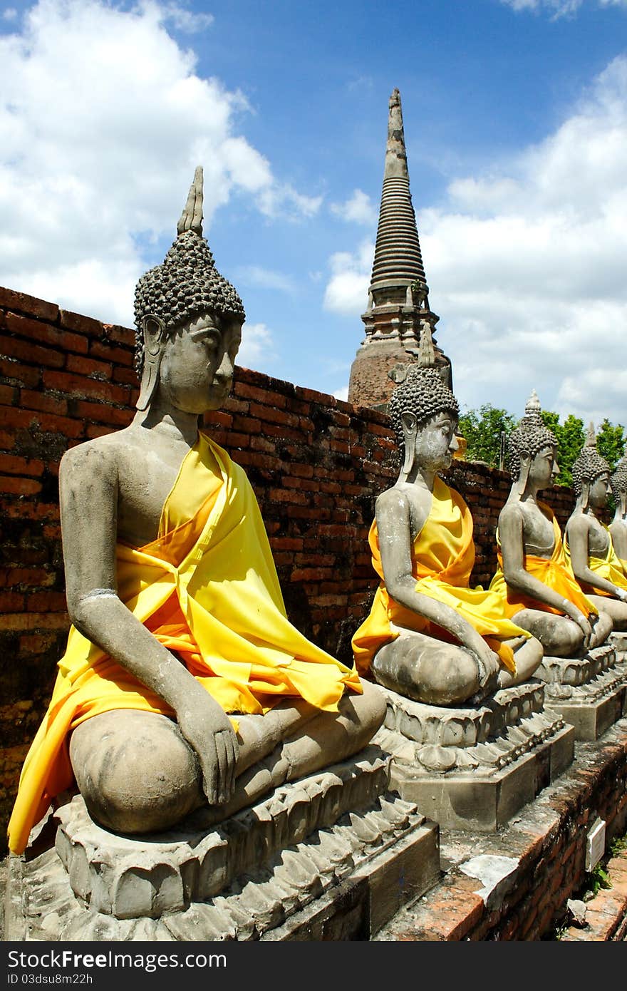 The Buddha aligned at Ayutthaya old city