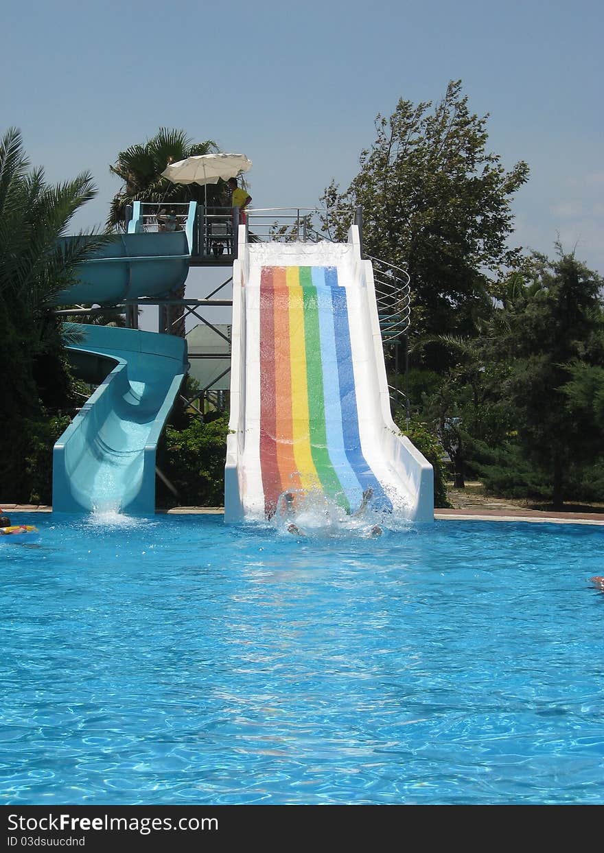 Small waterslides on the Egyptian resort