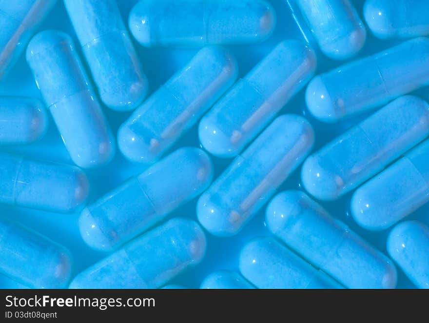 Pills with blue lighting