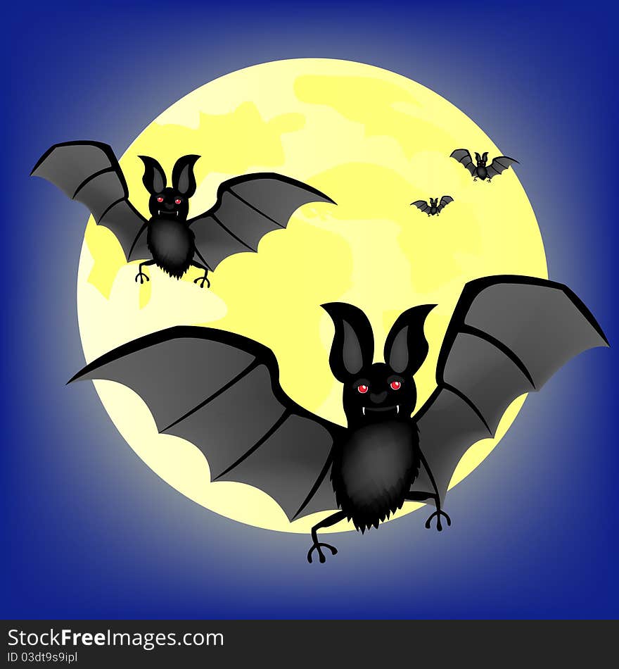 Moon Night And Bat Vampire