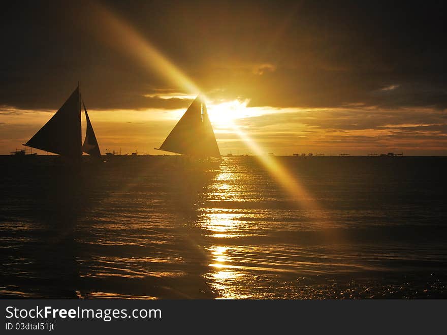 Boracay Beach in the Philippines during sunset. Boracay Beach in the Philippines during sunset