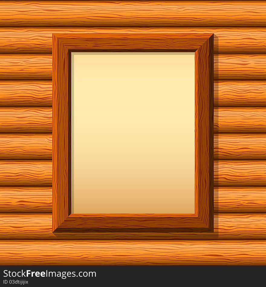 Vector empty wooden frameworks on a timbered wall. For your images or text. Vector empty wooden frameworks on a timbered wall. For your images or text