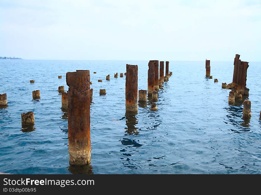 Rusty iron on seaside