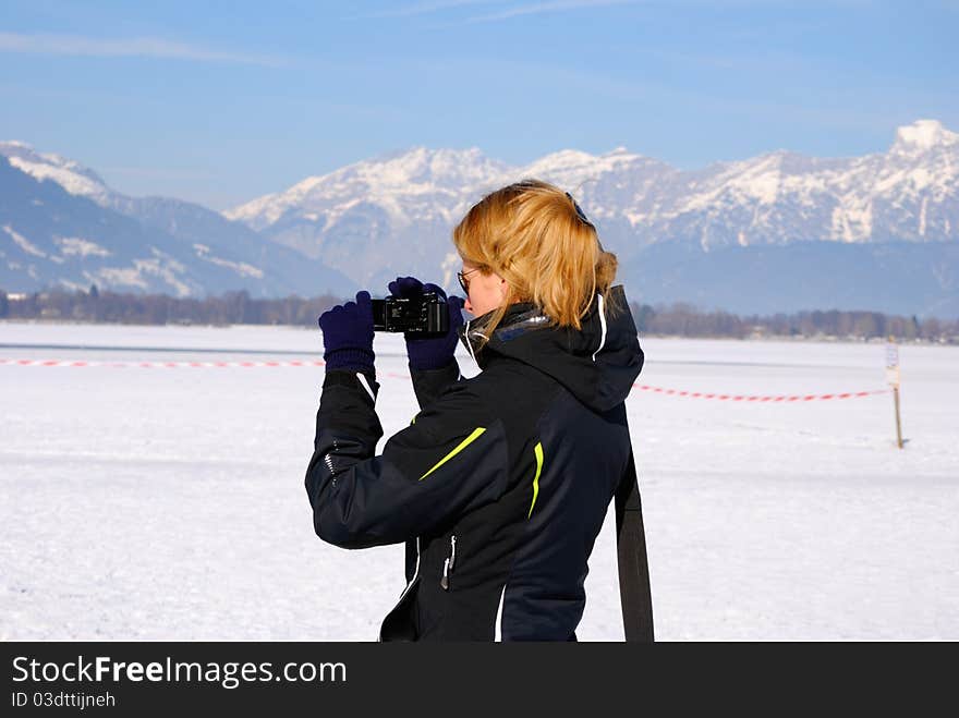 Woman with camcorder