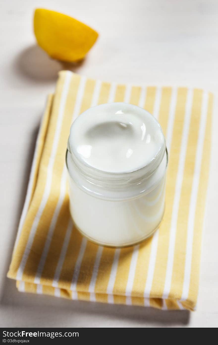 Creamy homemade yogurt with lemon