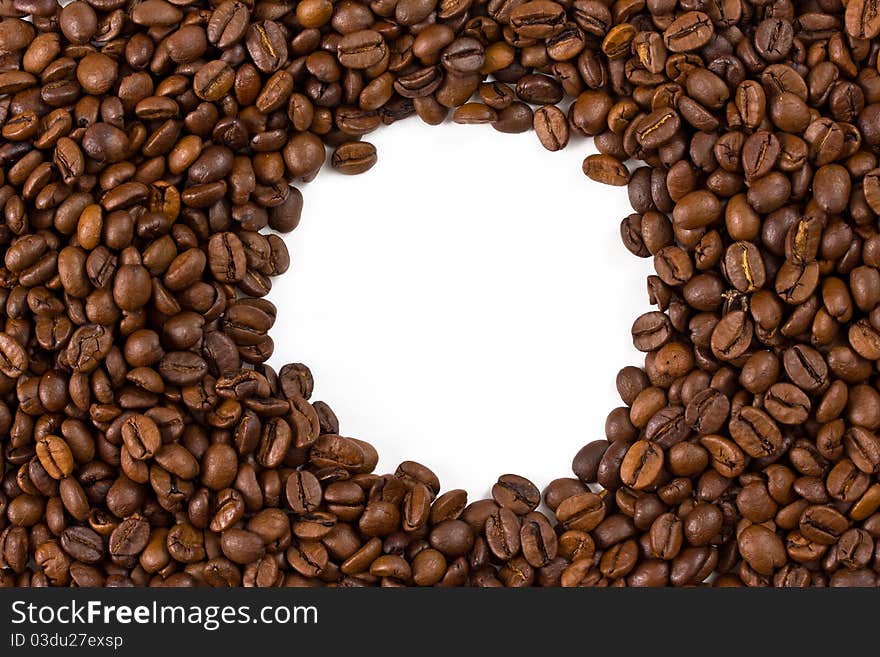 Coffee beans frame. Close up. Coffee beans frame. Close up