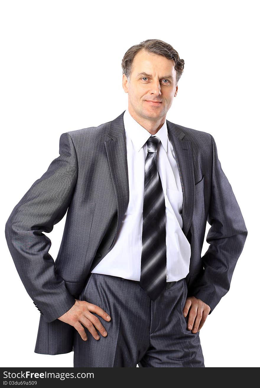 Portrait of a senior business man isolated on white.