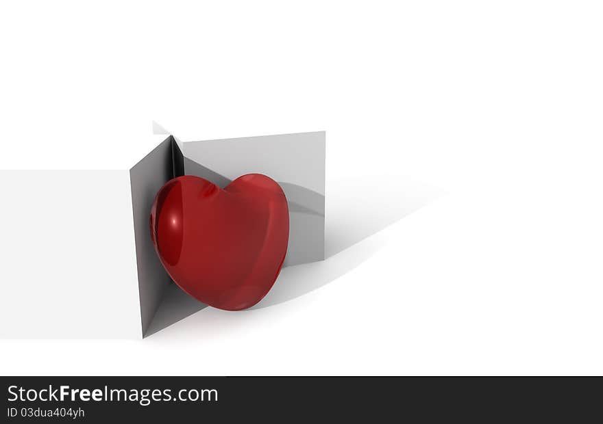 Red heart on white boxes