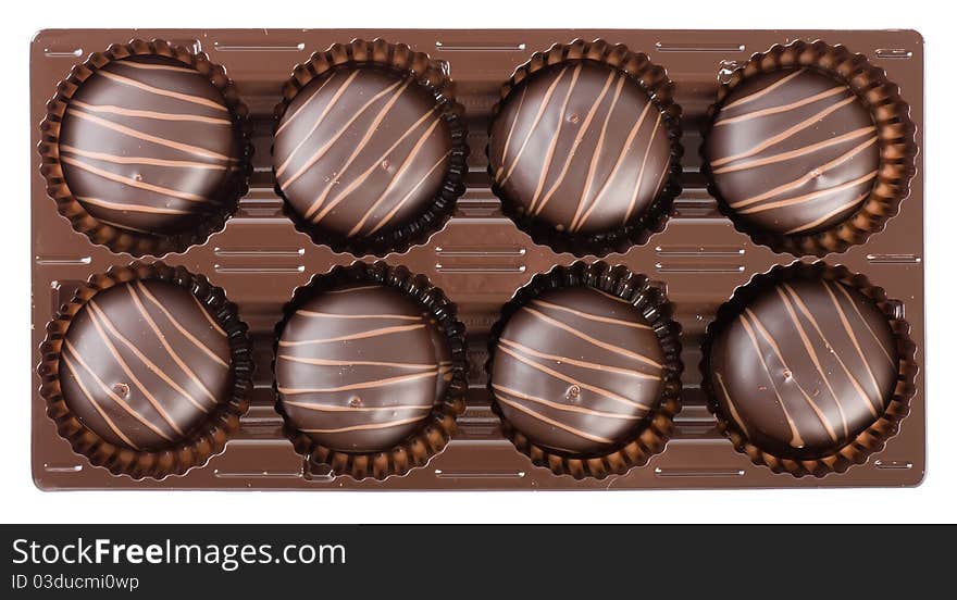 Chocolate cookies in package isolated