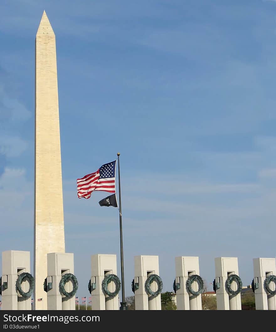 WWII Memorial With The Washington Monument