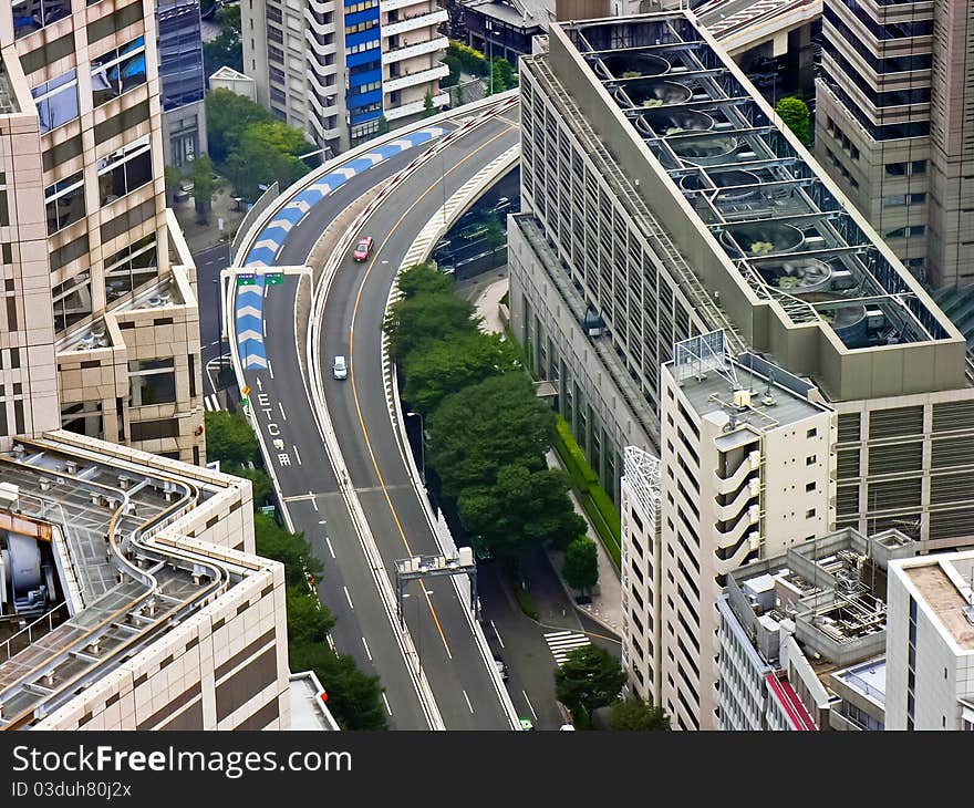 Tokyo overhead Highway in the middle of downtown. Tokyo overhead Highway in the middle of downtown