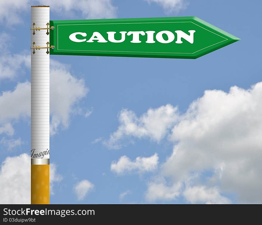 Caution Cigarette Road Sign