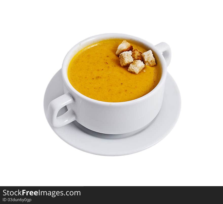 Soup photo in a bowl on a white background. Soup photo in a bowl on a white background