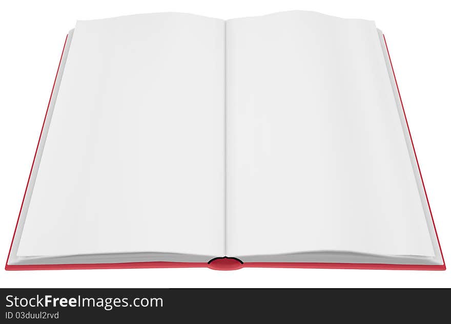 Render of book with empty pages on white background. Render of book with empty pages on white background