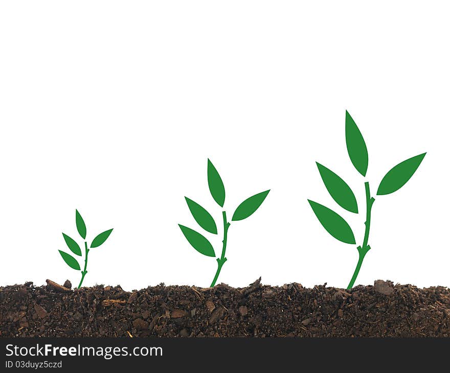 Illustrations od seedling growing in soil isolated against a white background. Illustrations od seedling growing in soil isolated against a white background