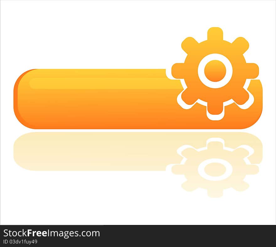 Glossy orange settings banner isolated on white