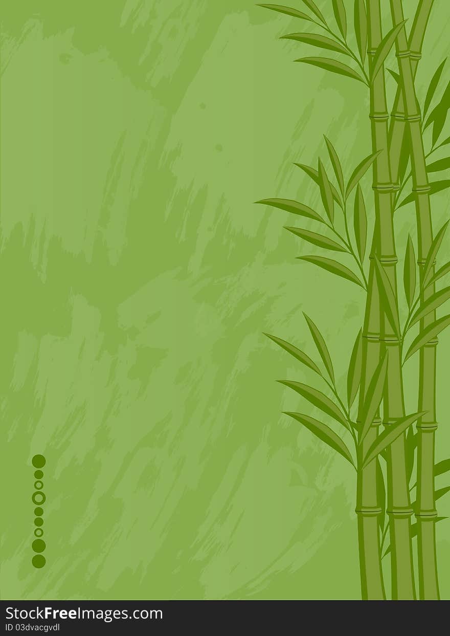 Abstract Floral Background With A Bamboo