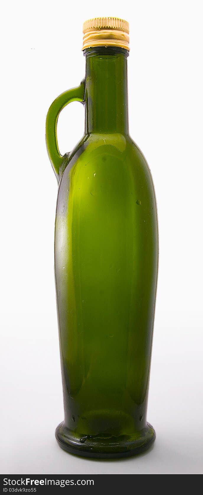 Green bottle on white background