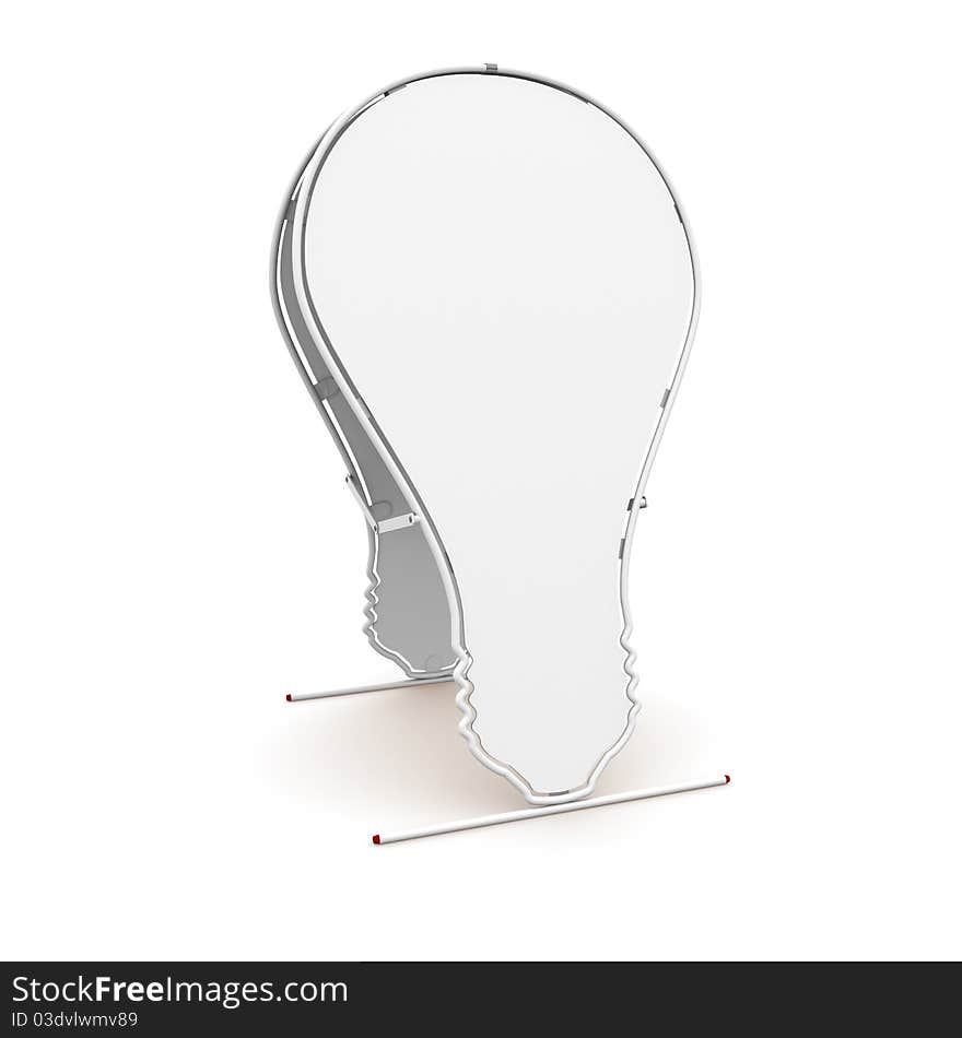 White advertising billboard in the form of light bulbs on a white background