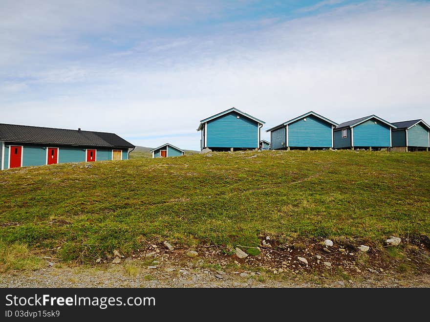 Wooden houses of camping in Mageroya.