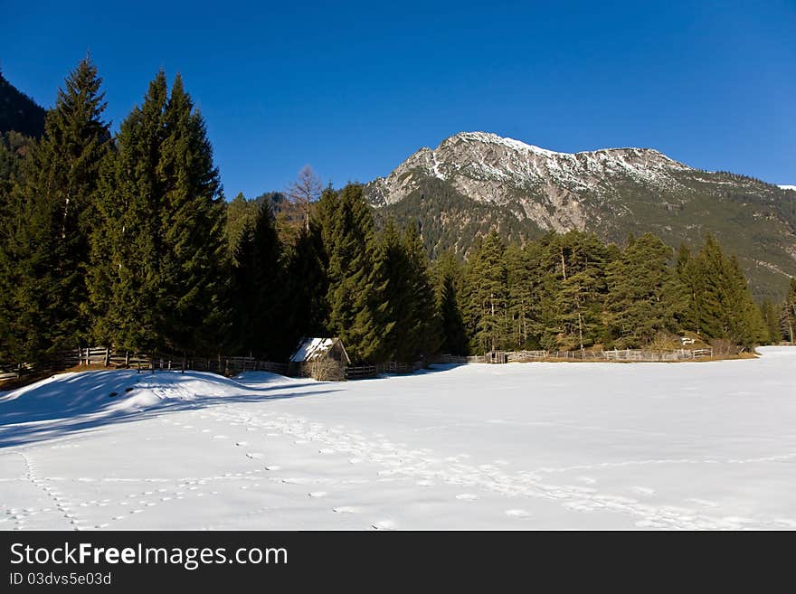 Winter mountain view in Alps