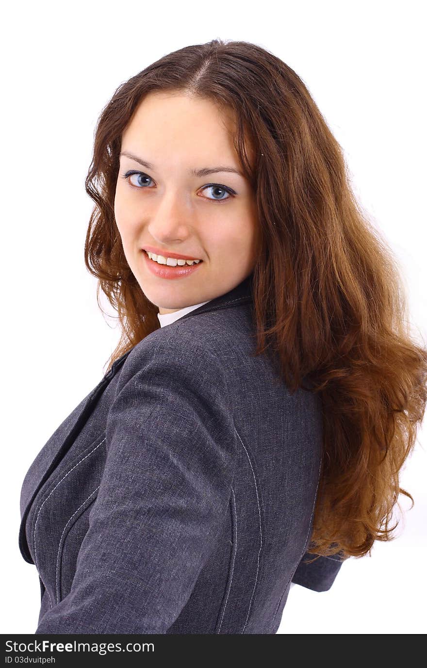 The beautiful business woman on a white background