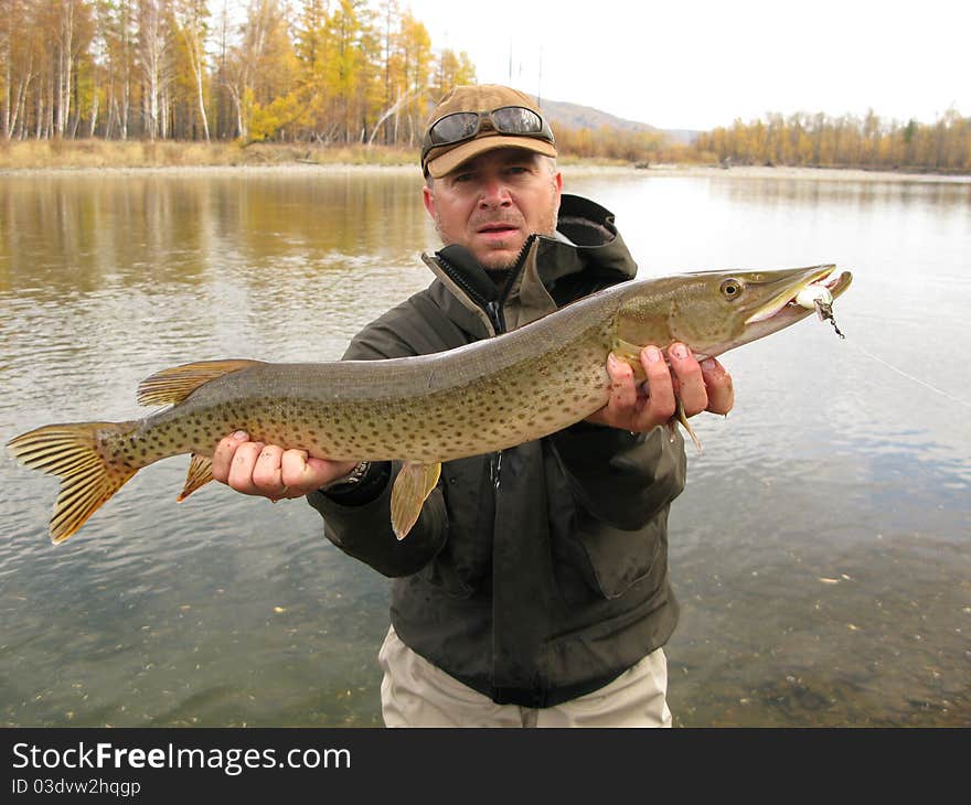 Fishing - fisherman catched big fish