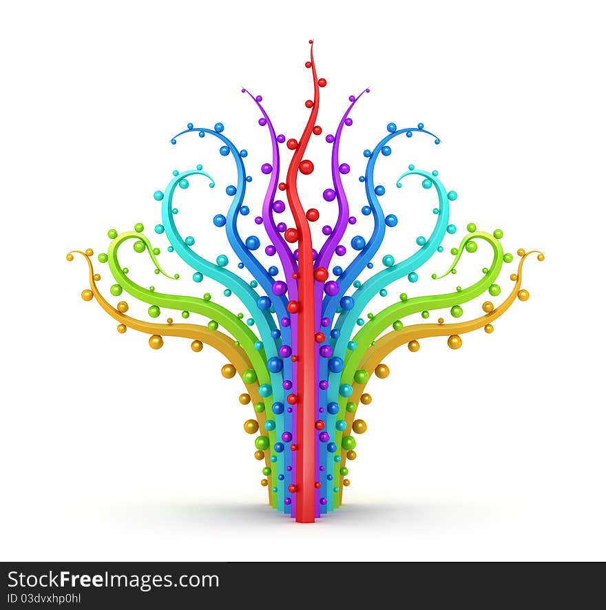 Abstract rainbow tree isolated on white